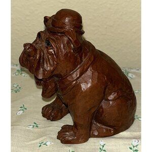 UGA Bulldog Mascot Figurine Red Mill 5" Brown Hat Cigar Red Mill Pecan Resin